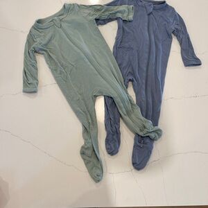 Two sets Kyte baby pajamas- Green and Blue